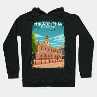 Philadelphia Vintage Minimal Retro Travel Poster Hoodie